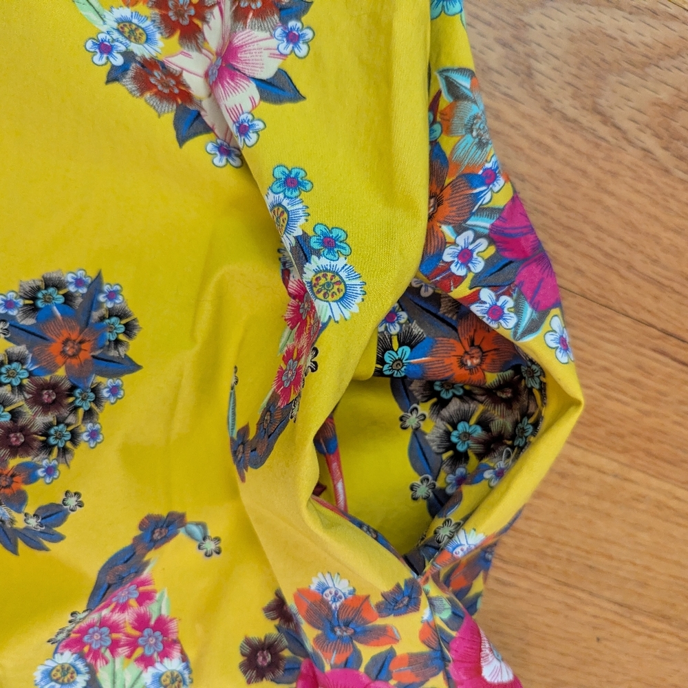 Anthropologie Maeve Sunniva Yellow Floral Ribbon Strap Dress Size XS Boho pocket - Picture 8 of 14